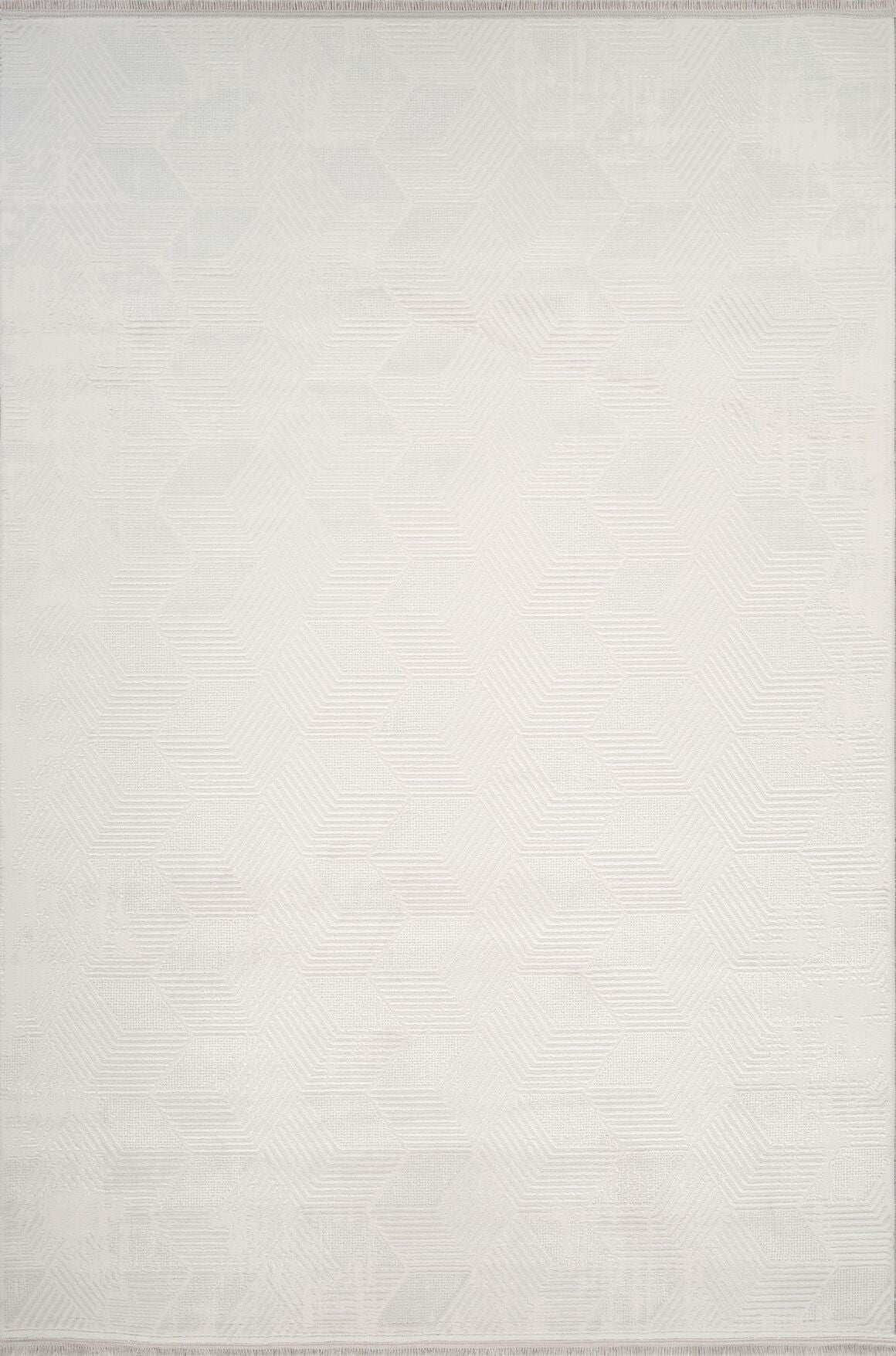 Safran 8141SA Ekru - Akrilik Dokuma Halı | Saçaklı Salon Halısı